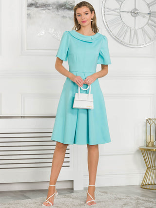 Jolie Moi Valencia Button Collar Dress, Baby Blue