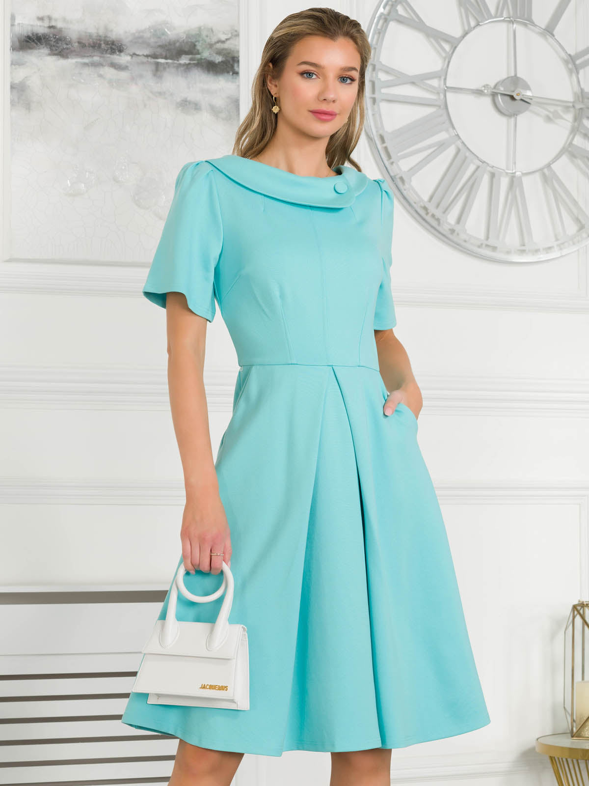 Light blue dress with clearance collar