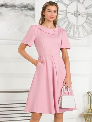 Jolie Moi Valencia Button Collar Dress, Baby Pink