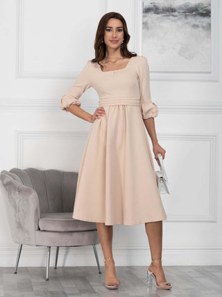 Jolie Moi Bell Sleeve Midi Dress, Oyster