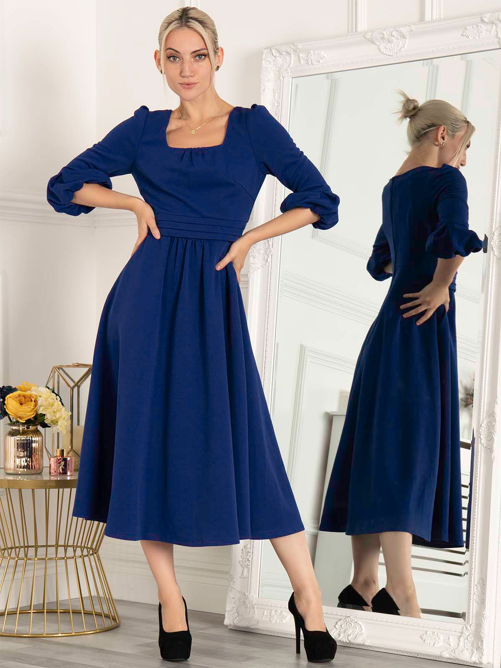 Jolie Moi Bell Sleeve Midi Dress, Royal Blue – Jolie Moi Retail