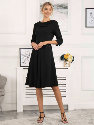 Sloan 3/4 Sleeve Midi Dress, Black Jolie Moi Retail Sloan 3/4 Sleeve Midi Dress, Black Jolie Moi Retail