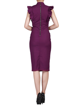 Ruffle Shoulder Dress, Dark Purple