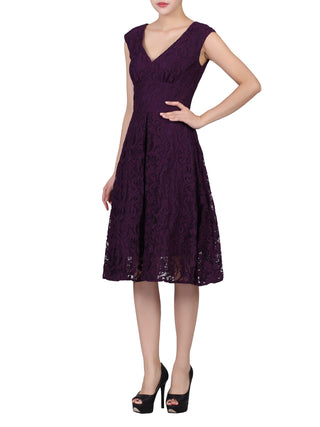 Sweetheart Neck 50's Lace Dress, Dark Purple