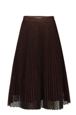 Lace Pleated A-line skirt, Brown