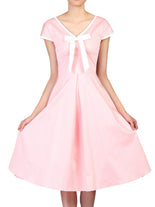 Bow Detail 50s Flare Dress, Light Pink