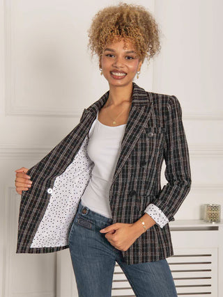 Black Check Sloane Tweed Military Jacket - Main Image