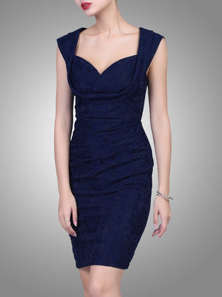 Jolie Moi Crossover Bust Ruched Shift Bridesmaid Dress, Navy
