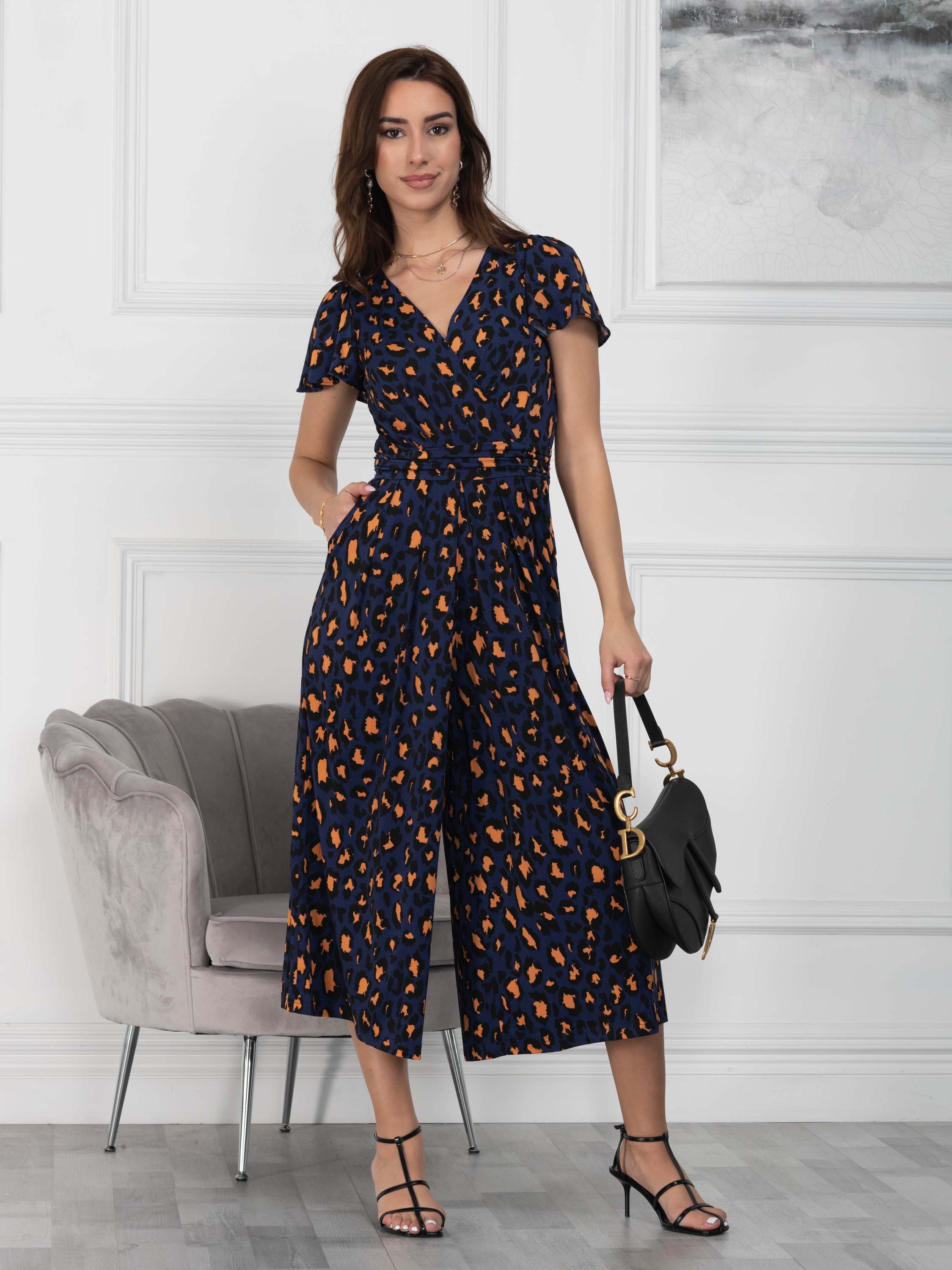 Navy printed culotte jumpsuit online