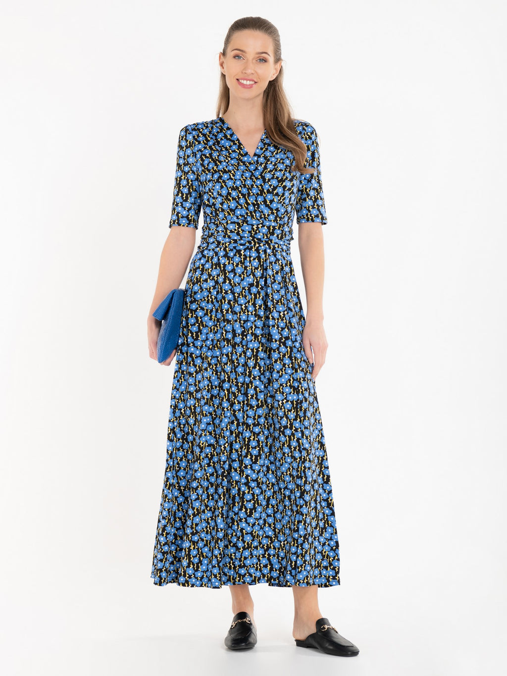 Jolie Moi Acadia Floral Print Wrap Maxi Dress, Blue/Black – Jolie Moi ...