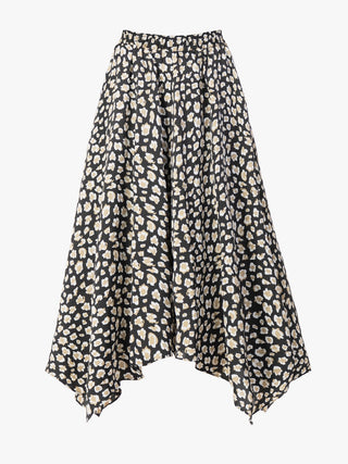 Jolie Moi Animal Print Hanky Hem Maxi Skirt, Black