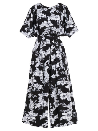 Jolie Moi Cleo Floral Print Jumpsuit, Black Floral
