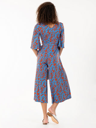 Jolie Moi Cara Floral Print Wrap Jumpsuit, Blue Floral