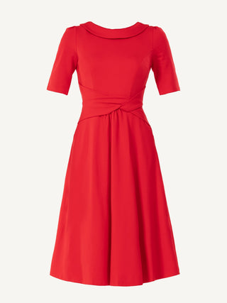 Jolie Moi Fold Over Fit and Flare Midi Dress, Red