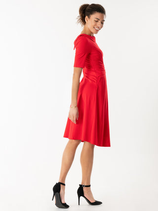 Jolie Moi Fold Over Fit and Flare Midi Dress, Red