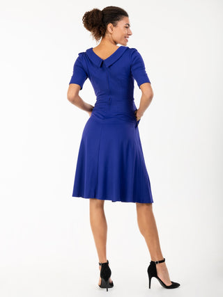 Jolie Moi Fold Over Fit and Flare Midi Dress, Royal Blue