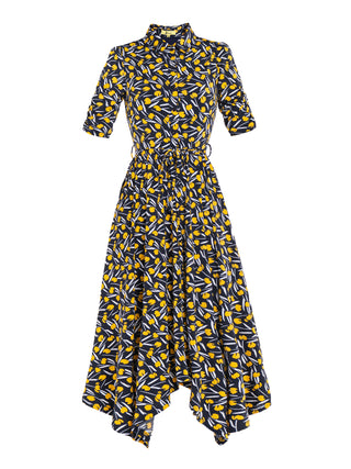 Jolie Moi Handkerchief Hem Shirt Dress, Yellow/Multi