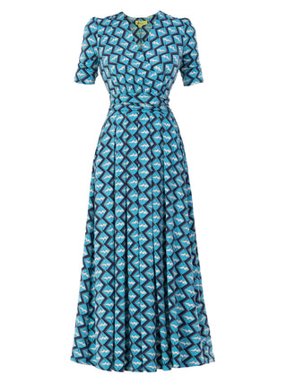 Jolie Moi Molly Geo Print Maxi Dress, Blue Geo