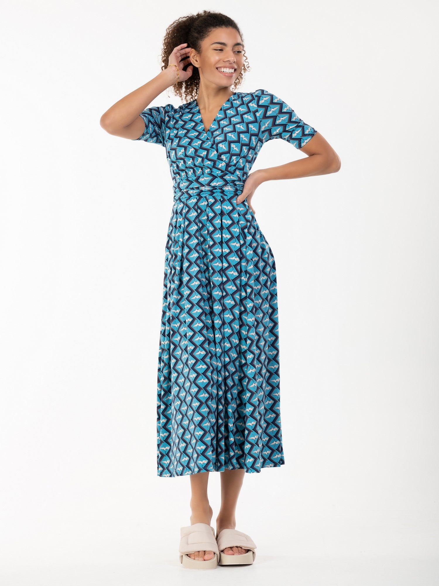 Sandro printed best sale flowing midi dress