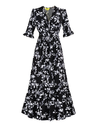 Jolie Moi Paola Tiered Midi Dress, Black White