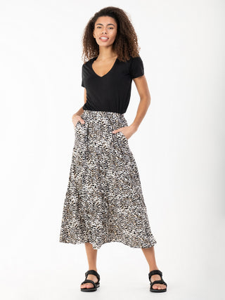 Jolie Moi Sara Animal Print Midi Skirt, Cream Animal