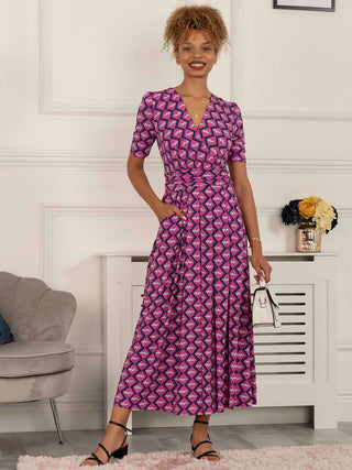 Abito maxi Damart. Abito a pois verde e bianco taglia 18 UK Abito maxi Damart. Abito a pois verde e bianco taglia 18 UK