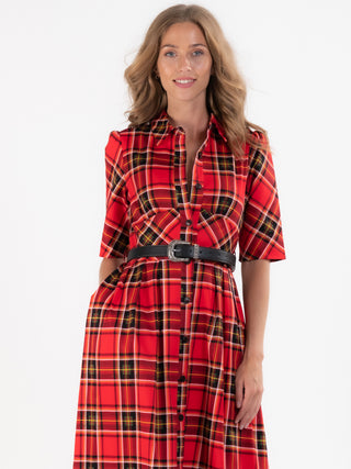 Checked Shirt Maxi Dress, Red Check Jolie Moi Retail Checked Shirt Maxi Dress, Red Check Jolie Moi Retail