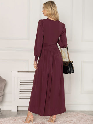 Jolie Moi Callisto Long Sleeve Maxi Dress, Burgundy