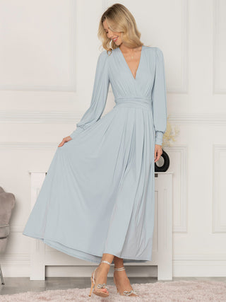 Jolie Moi Callisto Long Sleeve Maxi Dress, Ice Blue