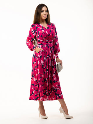 Jolie Moi Vivian Long Sleeve Dress, Abstract Multi