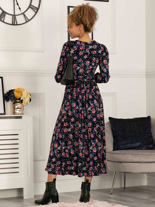 Vivian Long Sleeve Dress, Navy Floral