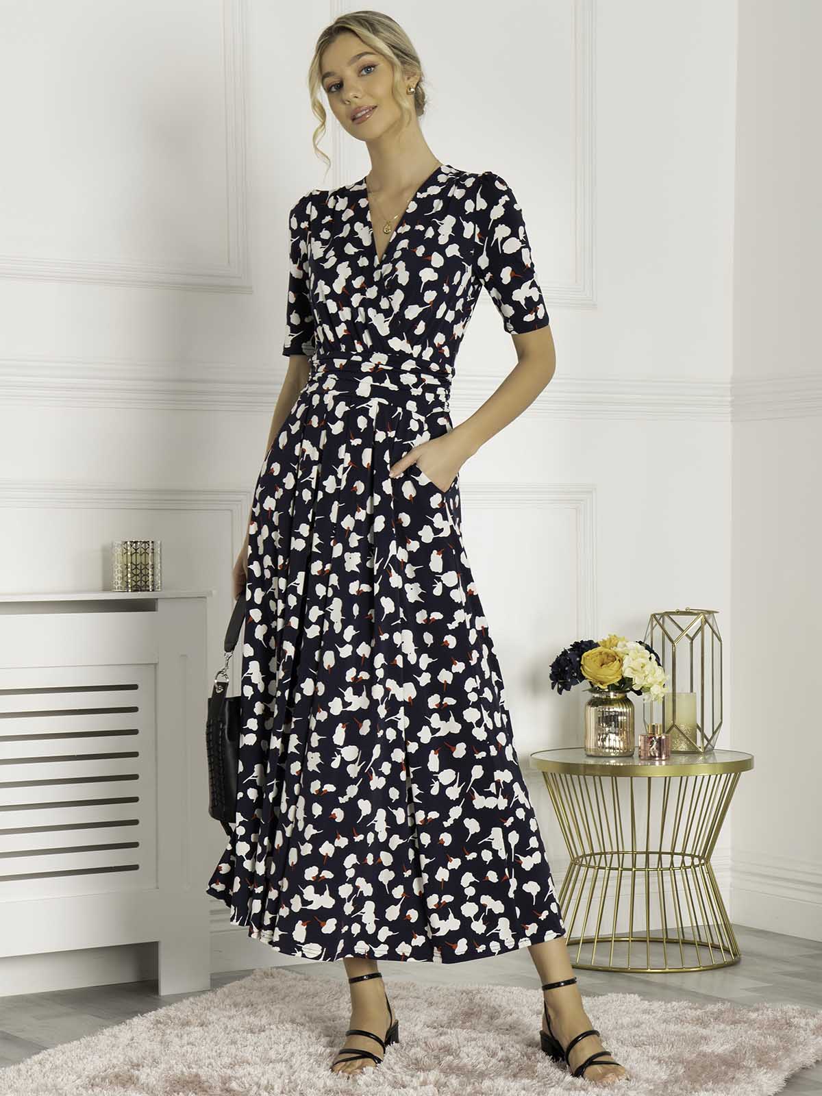 Navy and sales white floral dress