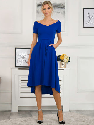 Lenora Fit & Flare Midi Dress, Royal Blue