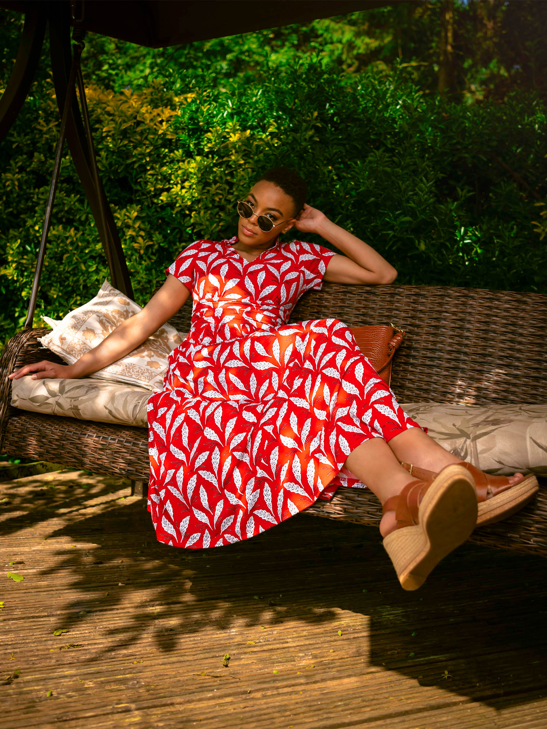 Marbouka Stand Collar Maxi Dress, Red Leafy – Jolie Moi Retail