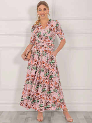 Jolie Moi Coleen Wrap Maxi Dress, Pink Floral