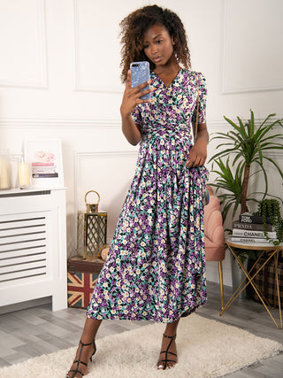 Molly Jersey Maxi Dress, Purple Floral