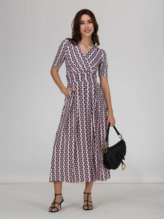Jolie Moi Molly Geo Print Maxi Dress, Pink Geo
