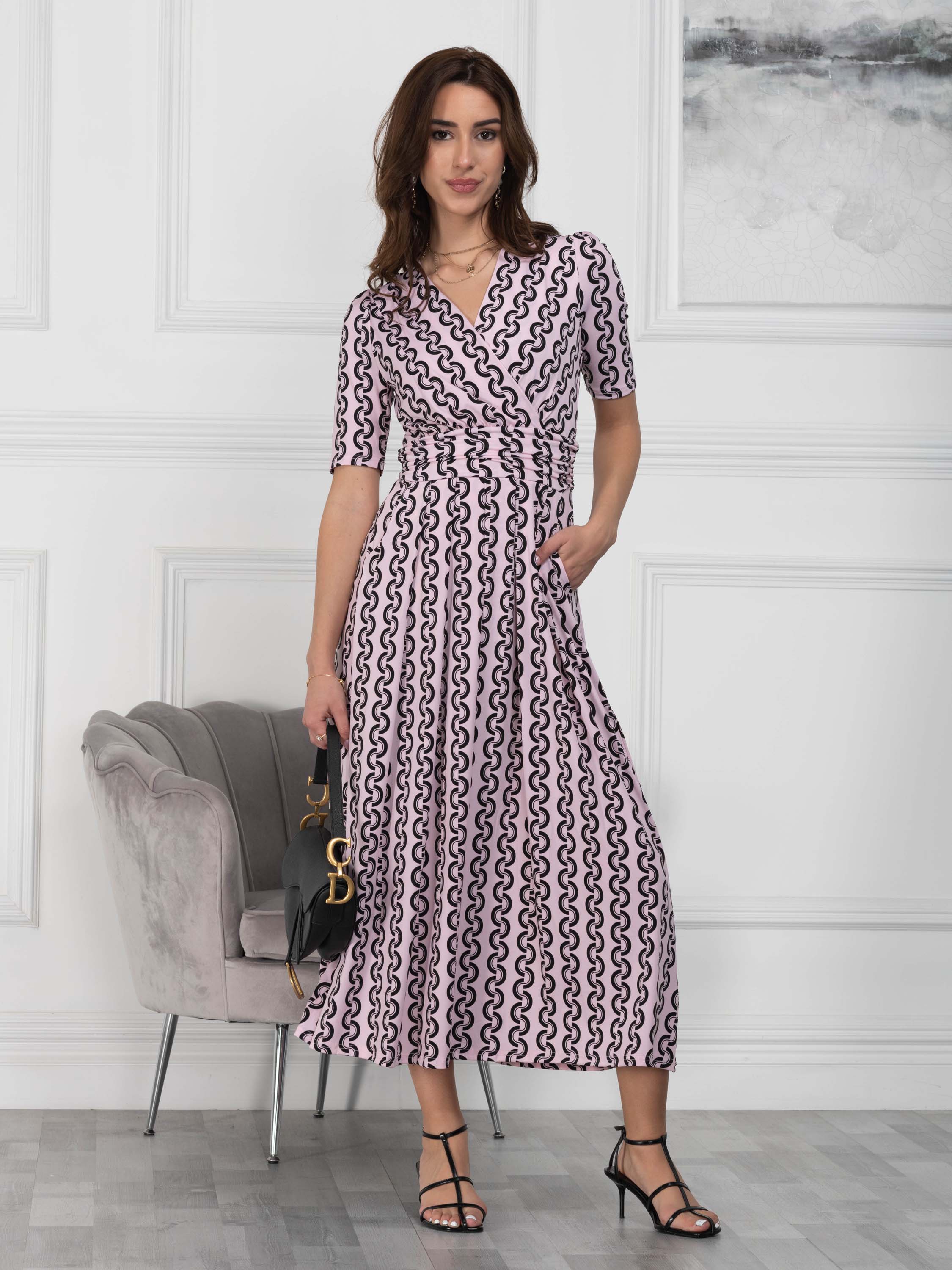 Jolie Moi Molly Geo Print Maxi Dress Pink Geo Jolie Moi Retail