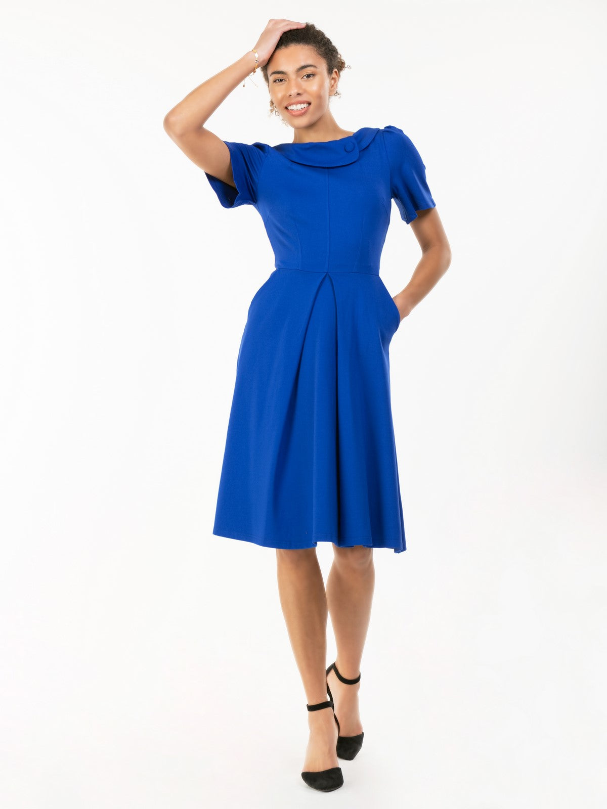 Jolie Moi Bay Peter Tea Dress Royal Blue