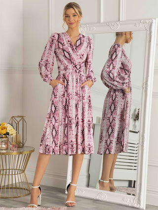 Harper Long Sleeve Jersey Dress, Pink Multi