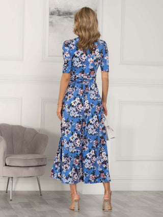 Beatrice Jersey Maxi Dress, Blue Floral