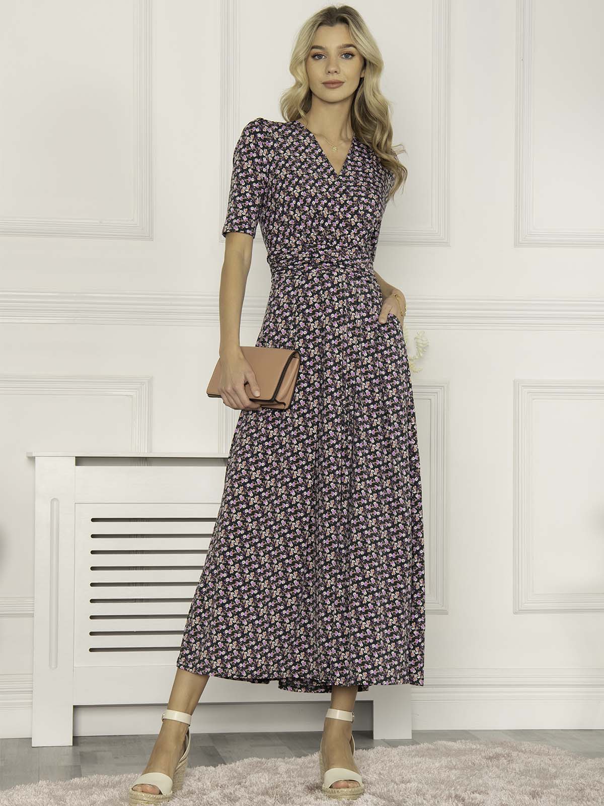 Jolie Moi Beatrice Jersey Maxi Dress Green Floral