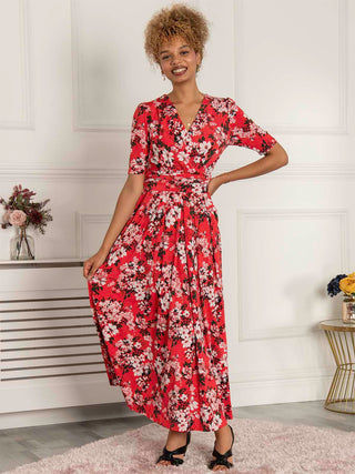 Jolie Moi Beatrice Jersey Maxi Dress, Red Floral