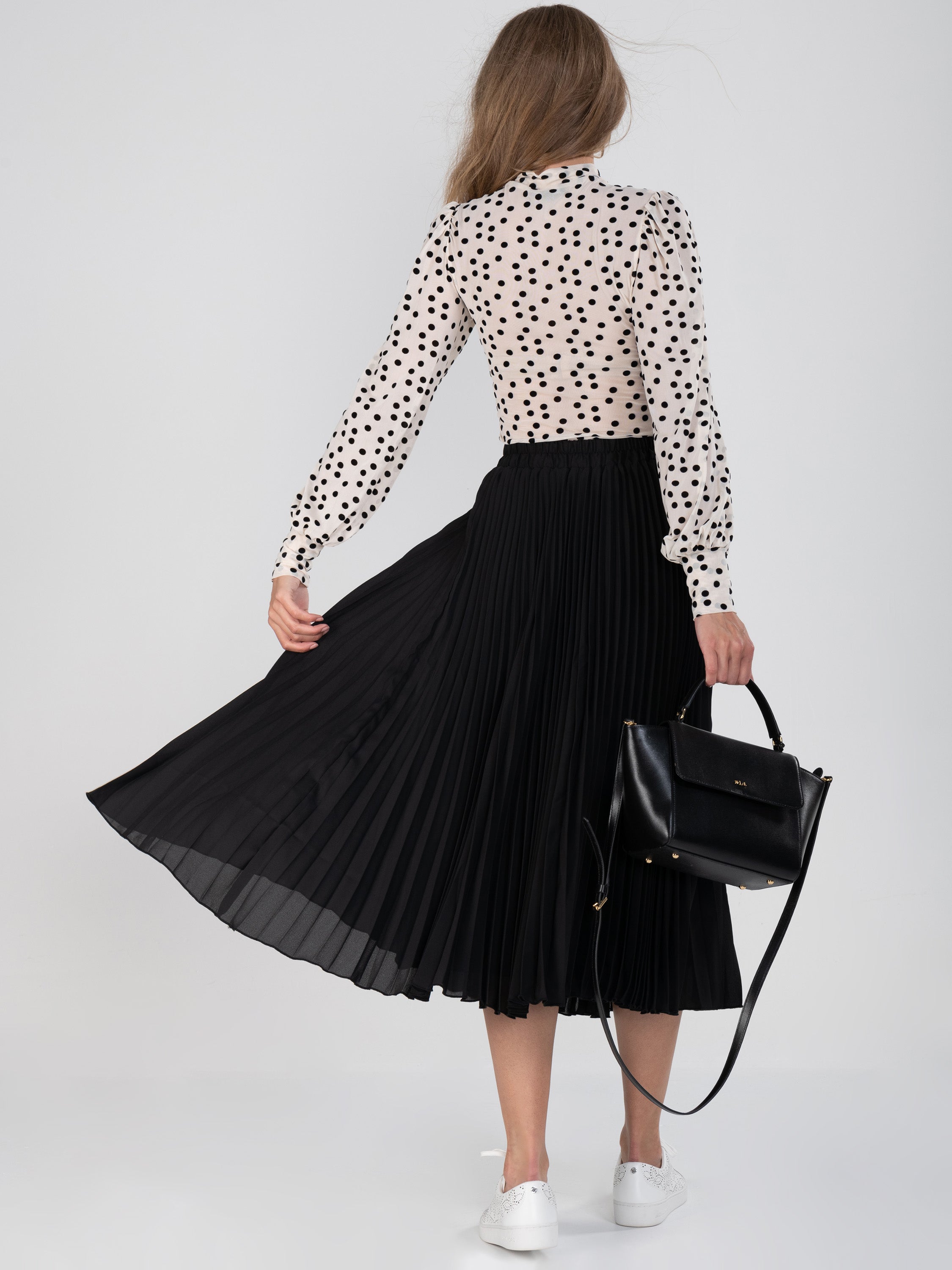 Black pleated shop midi skirt 40