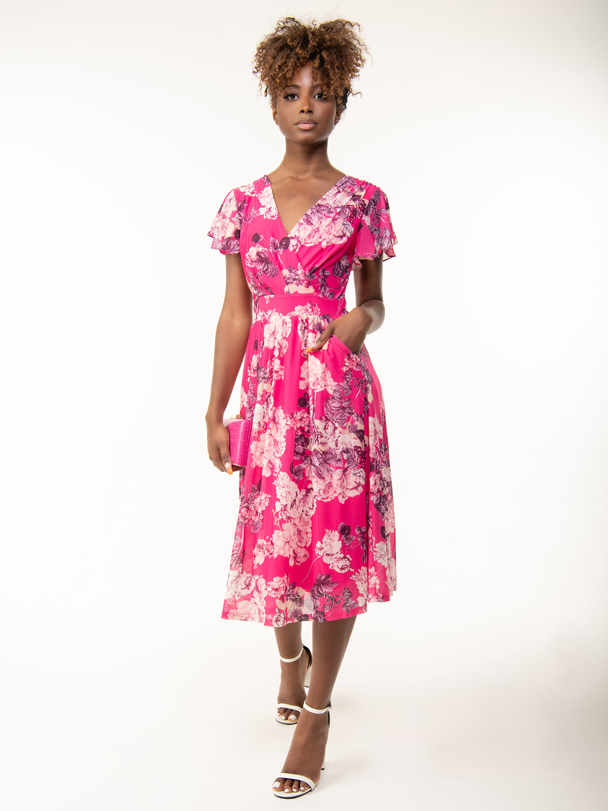 Cerise pink wrap outlet dress