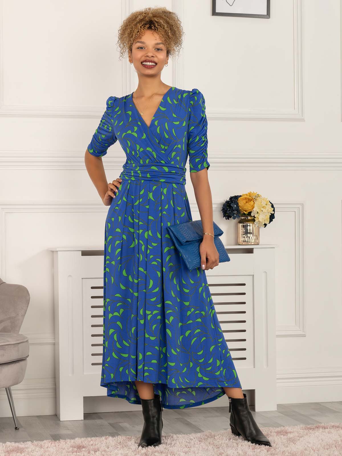 Blue maxi 2024 dresses with sleeves