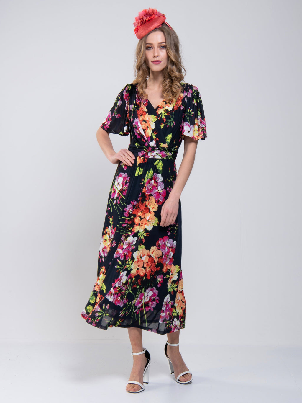 Printed Mesh Long Midi Dress, Navy Floral – Jolie Moi Retail