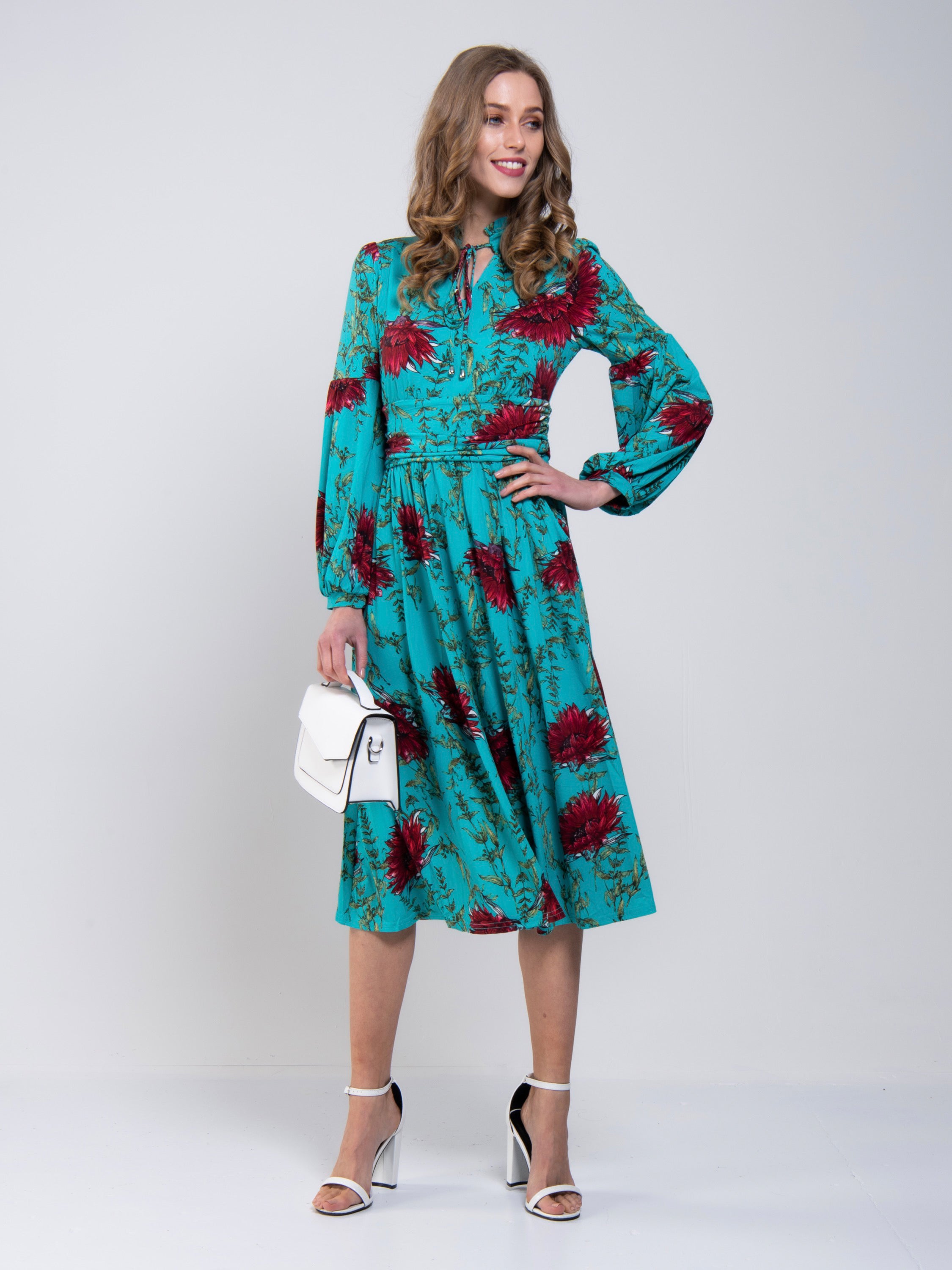 Midi teal hot sale dress