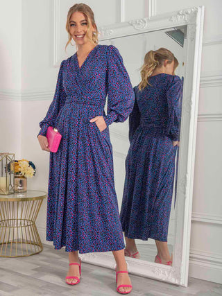 Jolie Moi Nancy Long Sleeve Maxi Dress, Blue Animal – Jolie Moi Retail