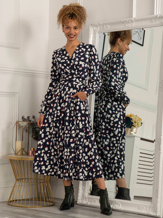 Jolie Moi Nancy Long Sleeve Maxi Dress, Navy White Floral Jolie Moi Retail Jolie Moi Nancy Long Sleeve Maxi Dress, Navy White Floral Jolie Moi Retail